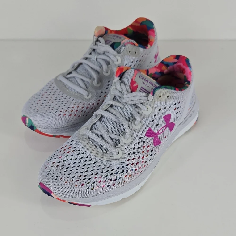 Under Armour Charged Impulse Gray Tennis Shoes 9 - Picture 7 of 16